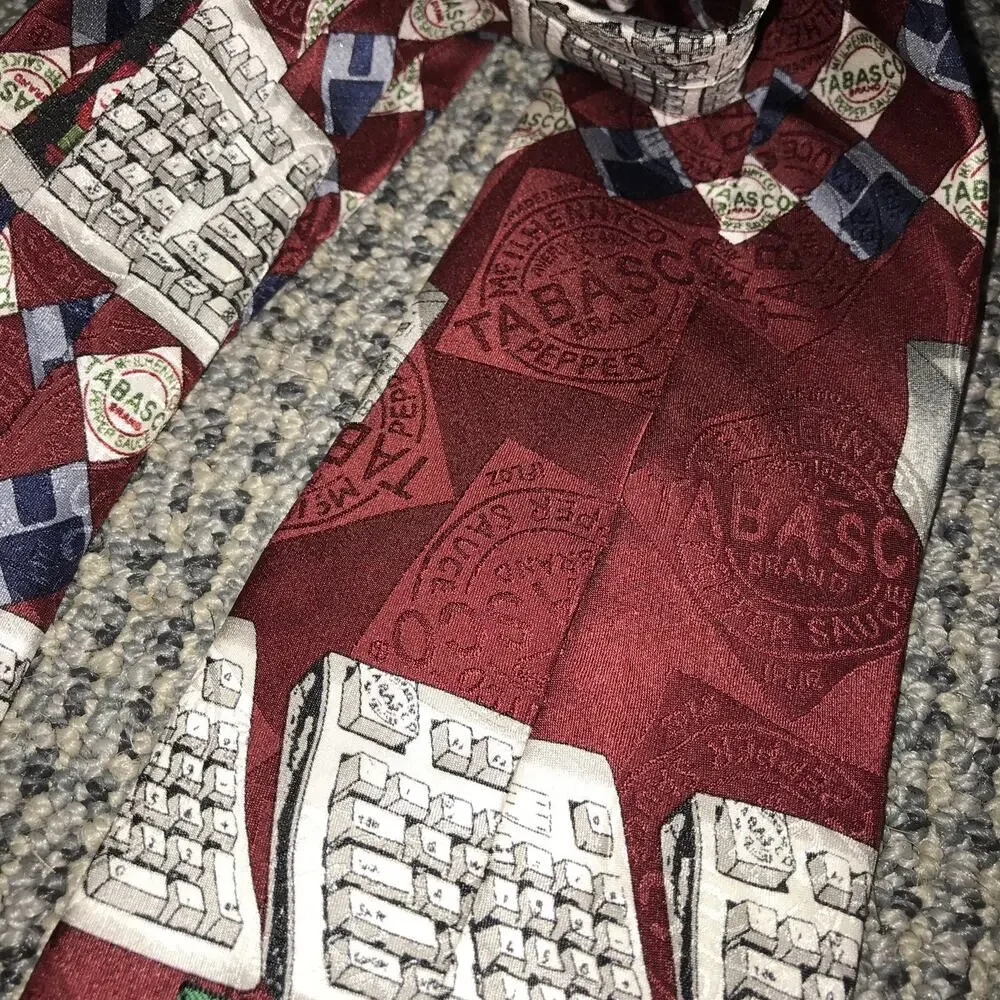 Tabasco Brand Tie “Home Computer” Multicolored‎ EUC